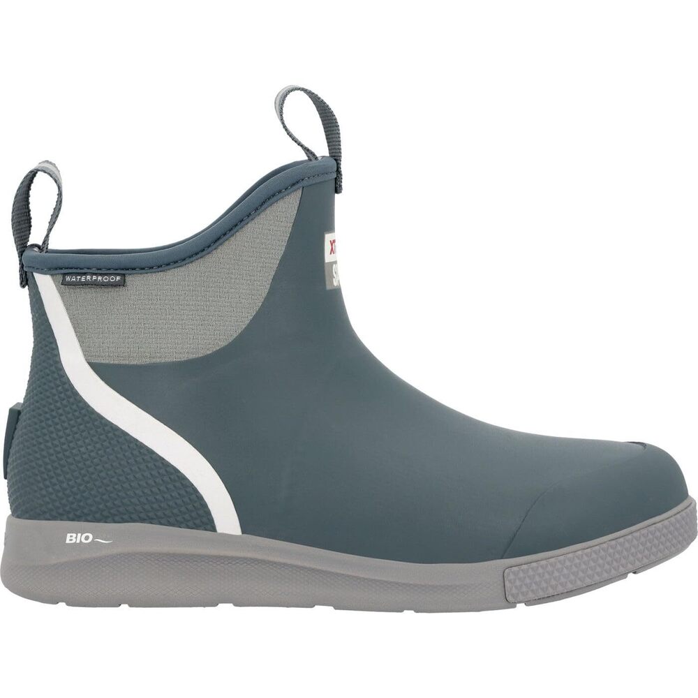 XTRATUF 6” Men’s Ankle Deck Boot Sport - Size 12, Stormy Blue, Red, Size 12